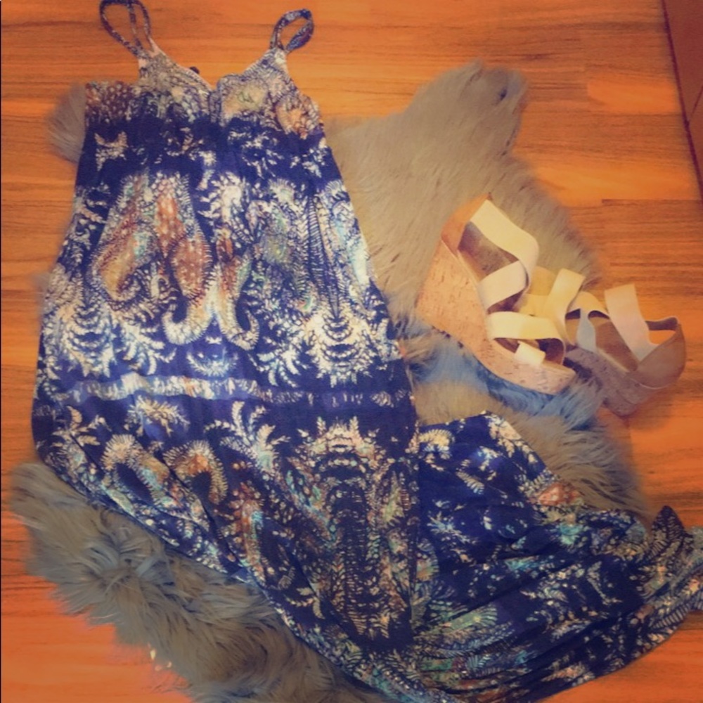 Blue maxi dress with adjustable straps